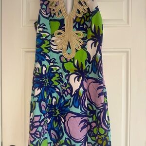 Lilly Pulitzer Janice Knit Shift dress. Spectrum Blue with Embroidered Neckline
